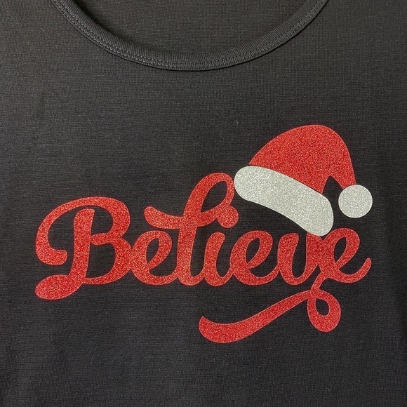 Marvel Fashions Believe Sparkle Santa Hat Christmas Graphic 3/4 Length Tee Sz XL - Picture 7 of 13